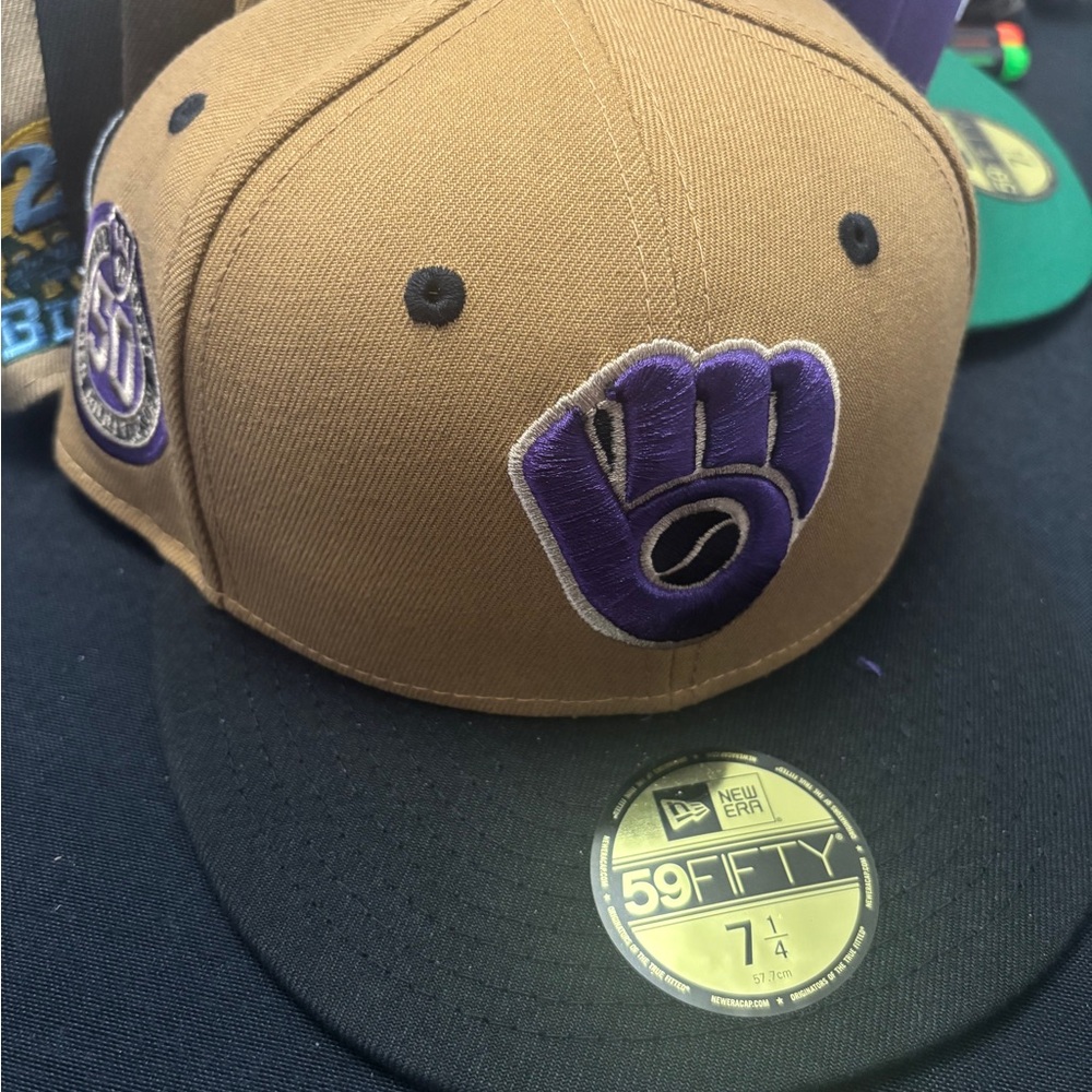 New Era Brown and Black Cap with Purple Logo Milwaukee Brewers